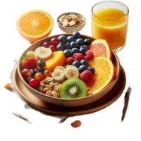 Fresh Fruit Salad with Juice Breakfast png