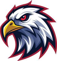 an eagle head with red and blue feathers vector