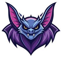 a bat mascot head with large eyes and large fangs vector