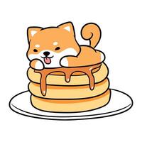 shiba inu pancakes with syrup and syrup vector