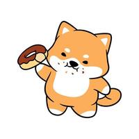 Shiba inu donut vector