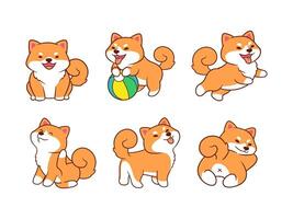 Cute and adorable Shibainu with 6 different poses vector