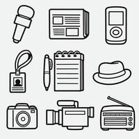 set of journalist with outline style good for icon, symbol, coloring book, coloring page, element design, etc vector