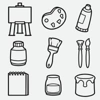 set of painter with outline style good for icon, symbol, element design, coloring book, coloring page, etc vector