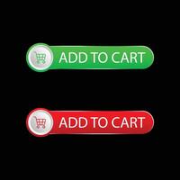 Add to cart button red, green and black background design vector