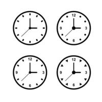 Clock icon set black color vector