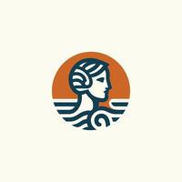 a woman's head is shown in a circle with waves vector