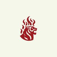 a red tiger head with flames on it vector