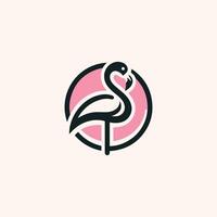 a pink flamingo logo with a black and pink background vector