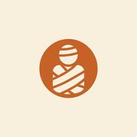 a person wrapped in bandages is shown in an orange circle vector