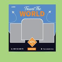 Adventure Awaits Stunning Travel Social Media Post Template vector