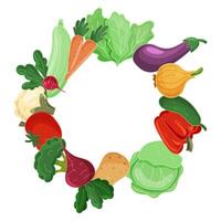 Wreath of vegetables isolated on white background vector