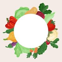 Vegetable wreath with round text space, isolated vector