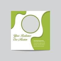 Modern Green Social Media Template With Circular Photo Placeholder And Text vector