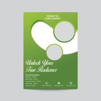 Green Spa Flyer Template With Photo Frames And Service Menu vector