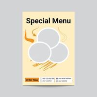 Food Menu Template Design With Three Image Placeholders And Doodle Elements vector