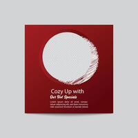 Social Media Template For Hot Specials With Red Background And Circle Frame vector