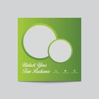 Green Gradient Social Media Template With Circle Frames And Text vector