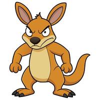 Cartoon illustration of an angry kangaroo with frowning expression and defensive stance vector