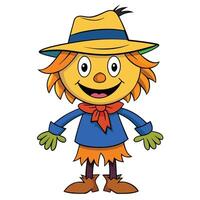 Cheerful cartoon scarecrow illustration perfect for autumn and halloween projects vector