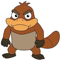 Cartoon platypus character with angry expression illustration vector