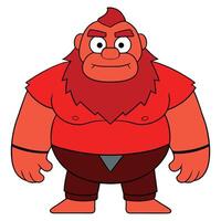 Cartoon red giant illustration with beard and tunic character design vector