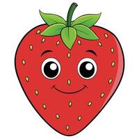Cute cartoon strawberry character with a happy smiling face illustration vector