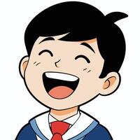Happy cartoon schoolboy character portrait with uniform and cheerful expression illustration vector