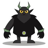 Cartoon character design of a fantasy demon with horns and glowing eyes vector