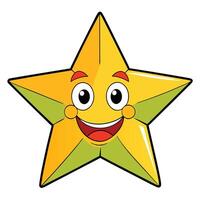 Cheerful cartoon star character with big smile and expressive eyes vector