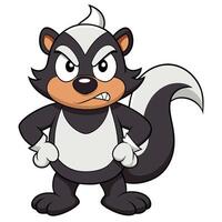 Angry skunk cartoon character with attitude arms akimbo and scowling expression vector