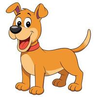 Cheerful cartoon dog with red collar isolated on white background illustration vector
