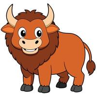 Cute brown cartoon bull with a friendly smile and white background vector