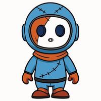 Cartoon character astronaut with scarf in blue and orange color palette vector