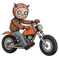 Cartoon devil character riding a motorcycle illustration graphic design vector