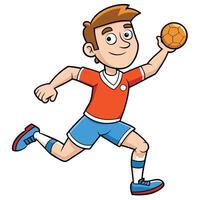 Cartoon handball player running and preparing to throw the ball illustration vector