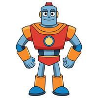 Cartoon robot character standing illustration friendly android design for children vector