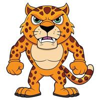 Cartoon angry leopard illustration image for children and graphic design projects vector