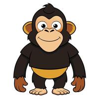 Cute cartoon monkey character standing and smiling illustration graphic design vector