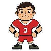 Cartoon football player illustration with red jersey number three and smiling face vector