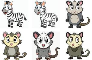 Cartoon angry animals character design set monkey raccoon badger illustration vector
