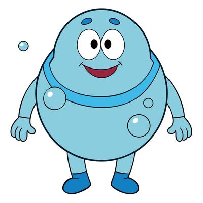 Cute blue water drop character with smiling face cartoon illustration