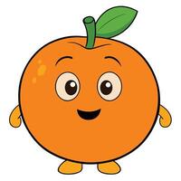 Cute cartoon orange character with smiling face isolated on white background illustration vector