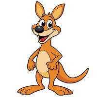 Cheerful cartoon kangaroo illustration standing upright with a friendly smile vector