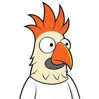 Cartoon bird character with orange crest and comical expression on white background vector