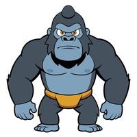 Strong cartoon gorilla character with angry expression and simple design vector