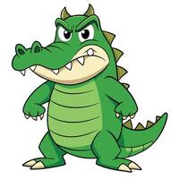 Cartoon alligator illustration standing fiercely reptile character design graphics vector