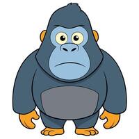 Cartoon gorilla mascot with an unhappy expression standing on white background vector