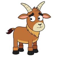Cartoon goat character illustration with sad expression and detailed outlines vector