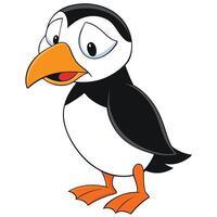 Cartoon puffin character with a sad expression on a white background vector